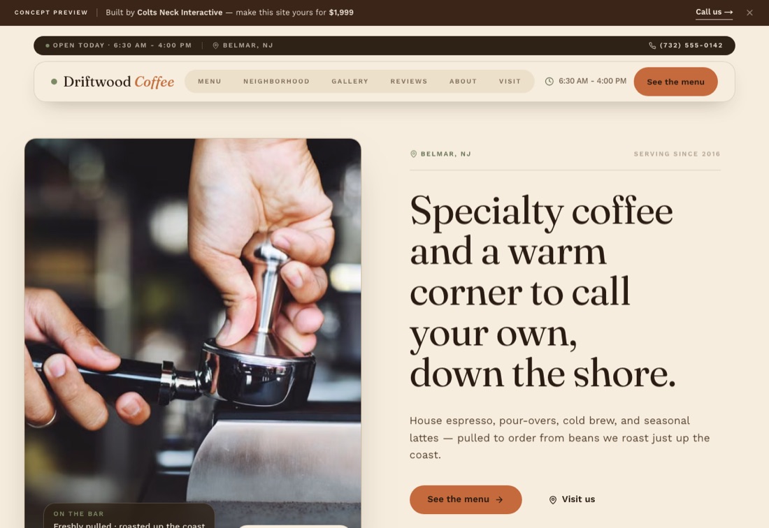Crema — a website design by Colts Neck Interactive